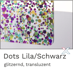 Acrylglas Glitter Dots Lila-Schwarz