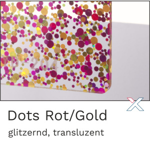 Acrylglas Glitter Dots Rot-Gold