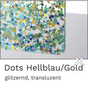 Acrylglas Glitter Dots Hellblau-Gold